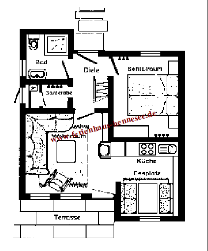 Sauerland : Ferienhaus FEWO Ferienwohnung Hennesee , Grundriss