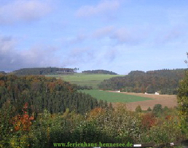 Sauerland  Ferienhaus HENNESEE  Blick von der Terrasse